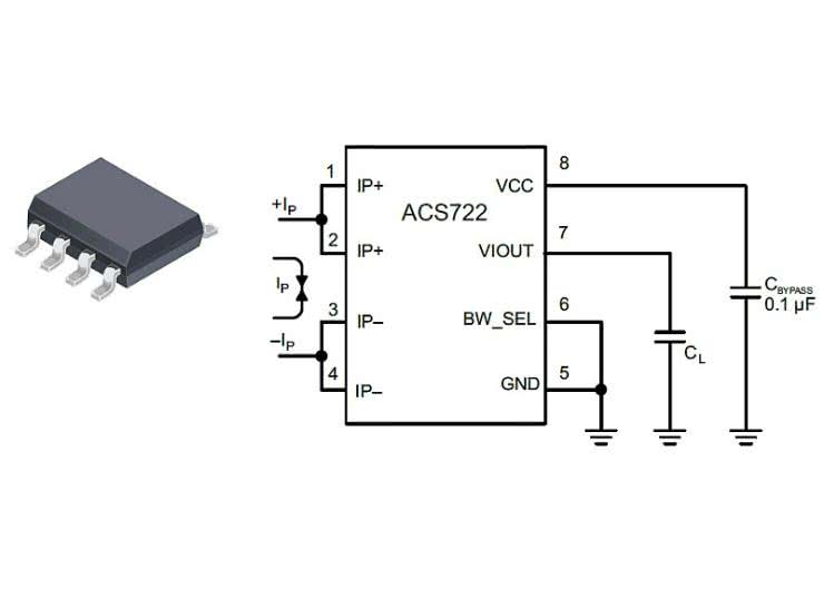 Czujnik prądowy o zakresie do 40 A w obudowie SOIC-8