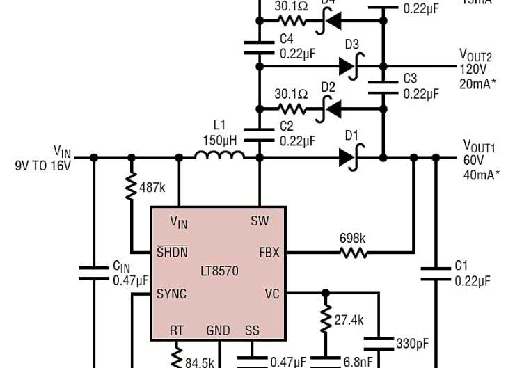 Konwerter DC-DC Boost o napięciu do 65 V