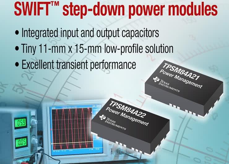 TPSM84A21 i TPSM84A22 - miniaturowe, 10-amperowe konwertery DC-DC